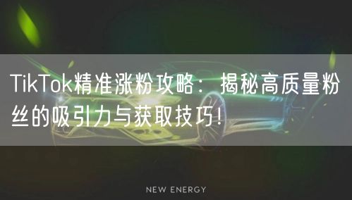 TikTok精准涨粉攻略：揭秘高质量粉丝的吸引力与获取技巧！