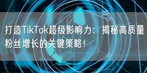 打造TikTok超级影响力：揭秘高质量粉丝增长的关键策略！