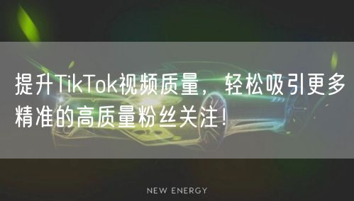 提升TikTok视频质量，轻松吸引更多精准的高质量粉丝关注！