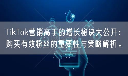 TikTok营销高手的增长秘诀大公开：购买有效粉丝的重要性与策略解析。