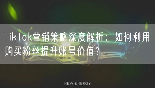 TikTok营销策略深度解析：如何利用购买粉丝提升账号价值？