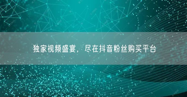 独家视频盛宴，尽在抖音粉丝购买平台