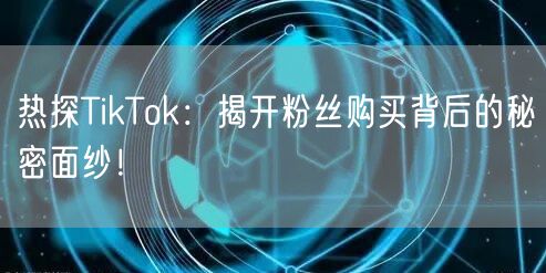 热探TikTok：揭开粉丝购买背后的秘密面纱！