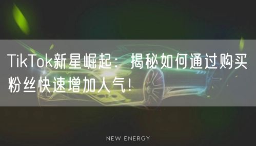 TikTok新星崛起：揭秘如何通过购买粉丝快速增加人气！