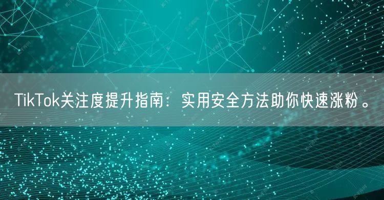 TikTok关注度提升指南：实用安全方法助你快速涨粉。
