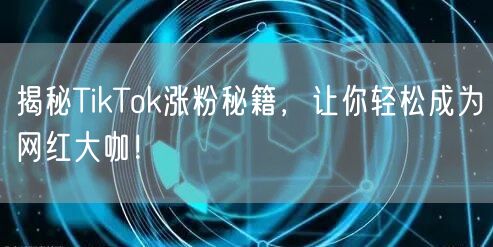 揭秘TikTok涨粉秘籍，让你轻松成为网红大咖！