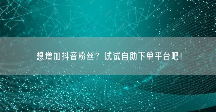 想增加抖音粉丝？试试自助下单平台吧！