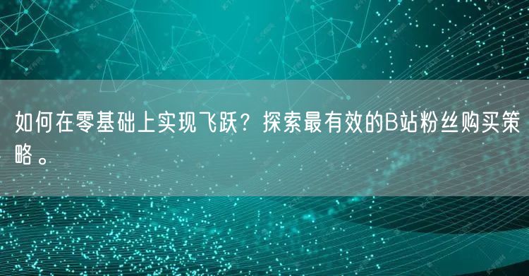 如何在零基础上实现飞跃？探索最有效的B站粉丝购买策略。