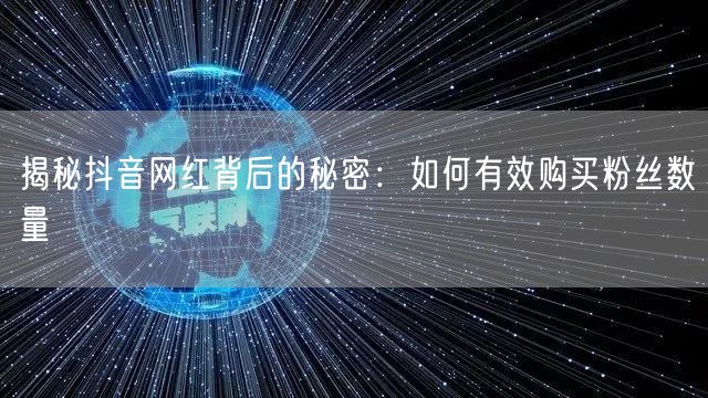 揭秘抖音网红背后的秘密：如何有效购买粉丝数量