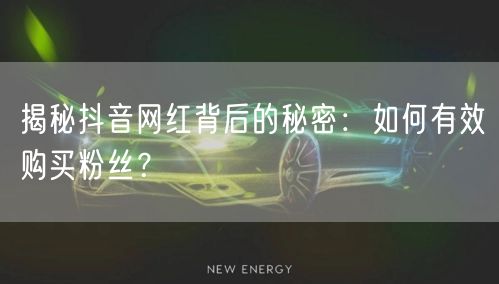 揭秘抖音网红背后的秘密：如何有效购买粉丝？