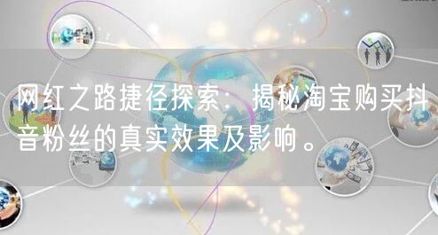 网红之路捷径探索：揭秘淘宝购买抖音粉丝的真实效果及影响。