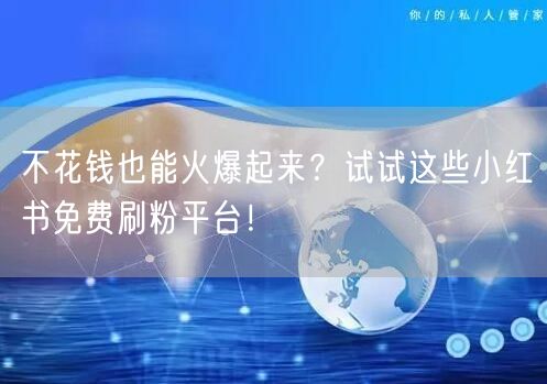 不花钱也能火爆起来？试试这些小红书免费刷粉平台！