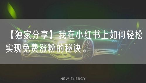 【独家分享】我在小红书上如何轻松实现免费涨粉的秘诀。