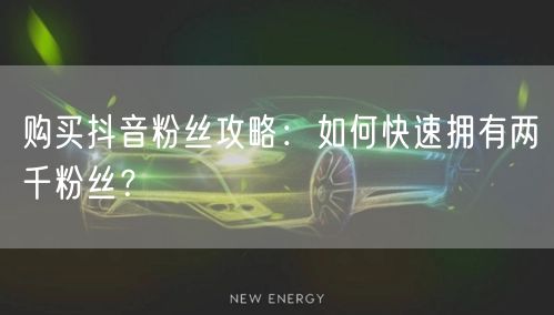 购买抖音粉丝攻略：如何快速拥有两千粉丝？